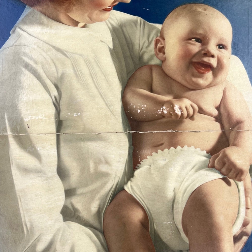 1940s Davol Nipples‎ Vintage Advertising X-LARGE SIGN 40" Cardboard Nurse Baby - Picture 13 of 16